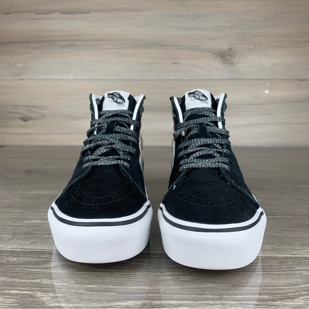 Black/Rainbow Camouflage Glitter VANS old skool Platform shoes womens size 8.5 - Picture 3 of 8